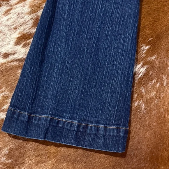 Kimes Ranch Dark Blue Flare Jeans with Gold Stitching